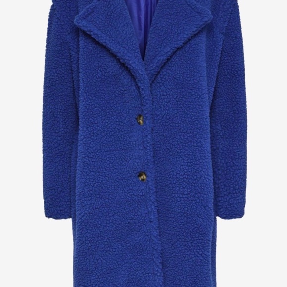 Pieces Pcnola teddy coat Cobalt blue NWT - Picture 3 of 16
